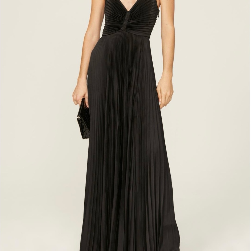 A.L.C. Black Pleated Maxi Dress
